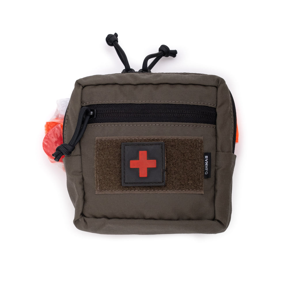 Bleeding Control kit pouch with a red cross patch on a white background